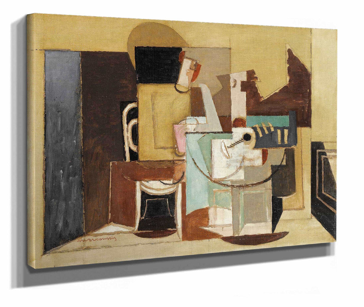 Personnage Assis A Une Table Ronde by Louis Marcoussis