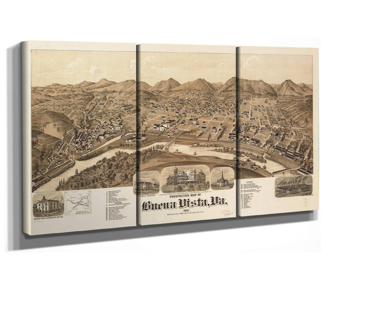 Perspective Map Of Buena Vista Va 1891  State Of Virginia