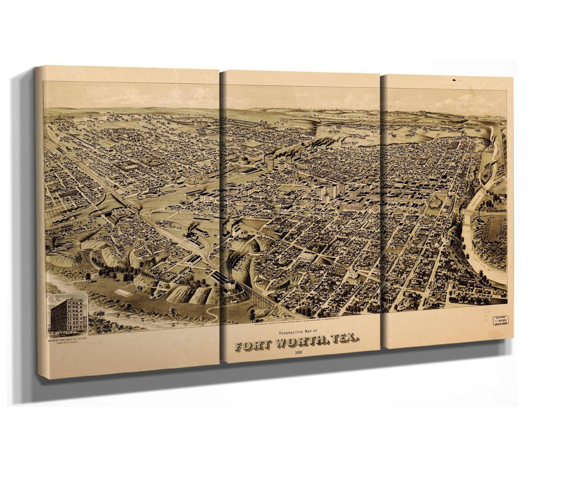 Perspective Map Of Fort Worth Tex 1891  State Of Texas