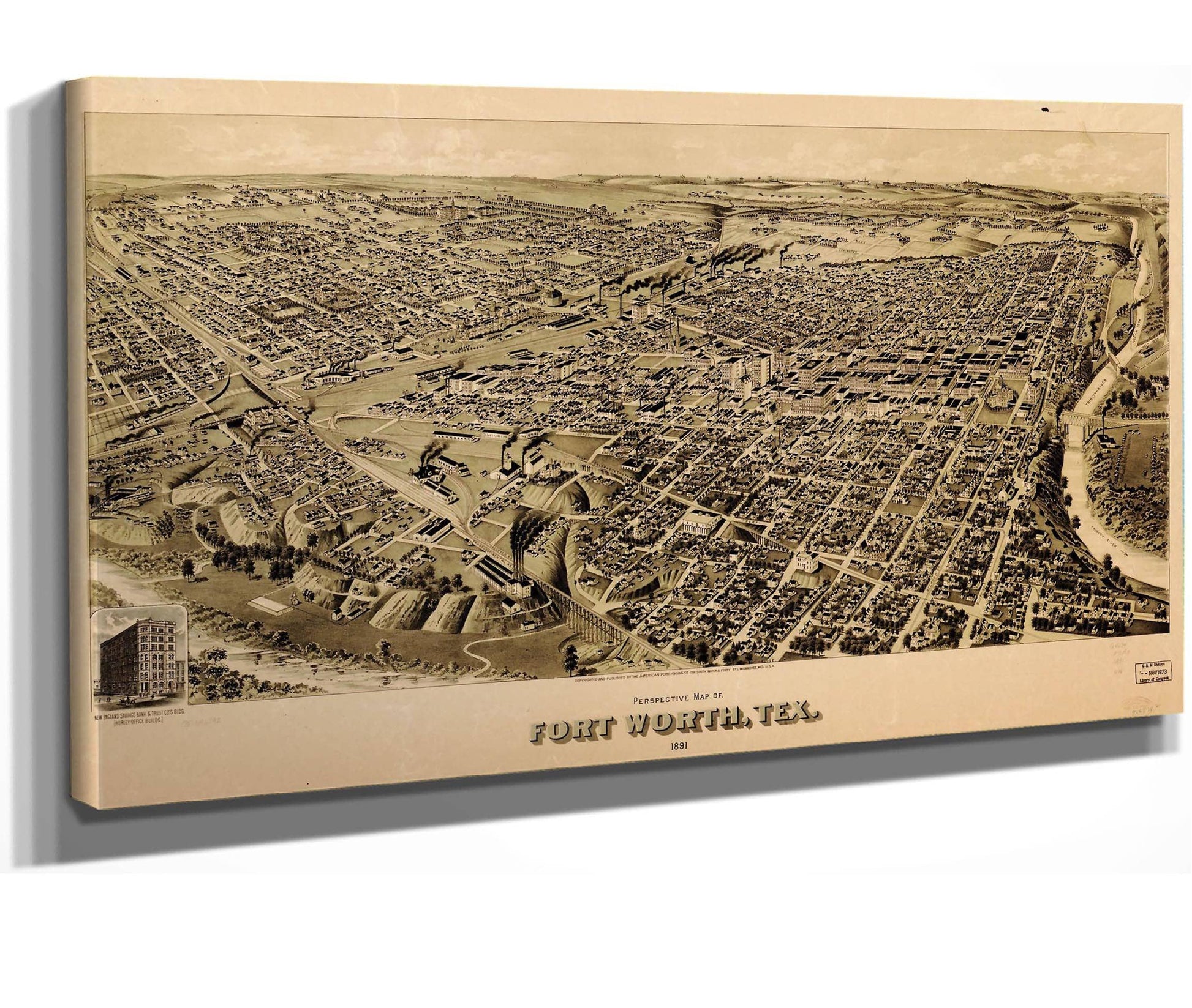 Perspective Map Of Fort Worth Tex 1891  State Of Texas