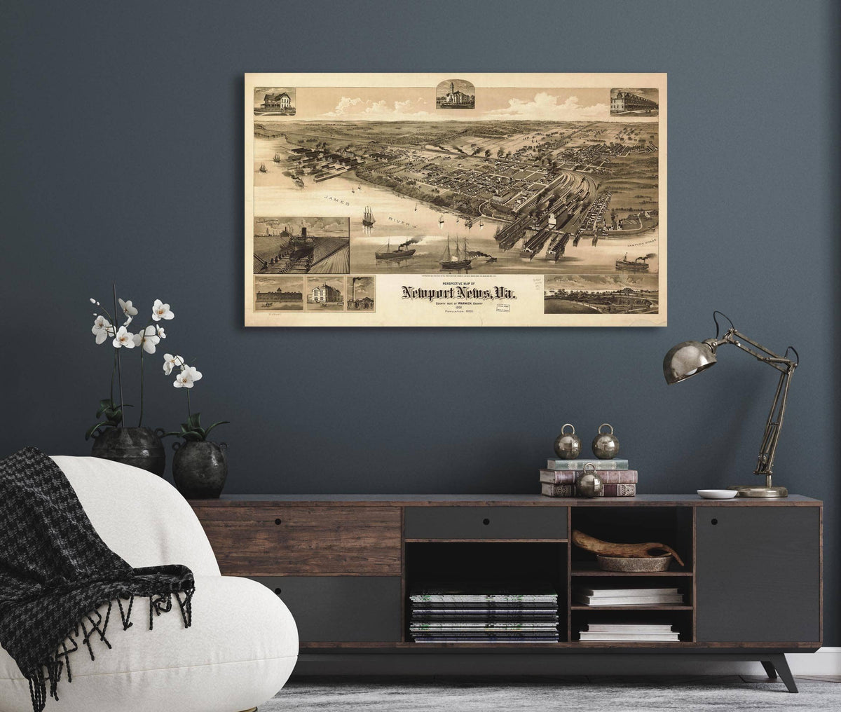 Perspective Map Of Newport News Va County Seat Of Warwick County 1891  State Of Virginia