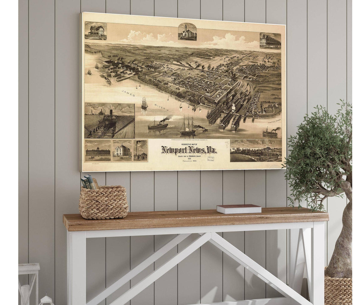 Perspective Map Of Newport News Va County Seat Of Warwick County 1891  State Of Virginia