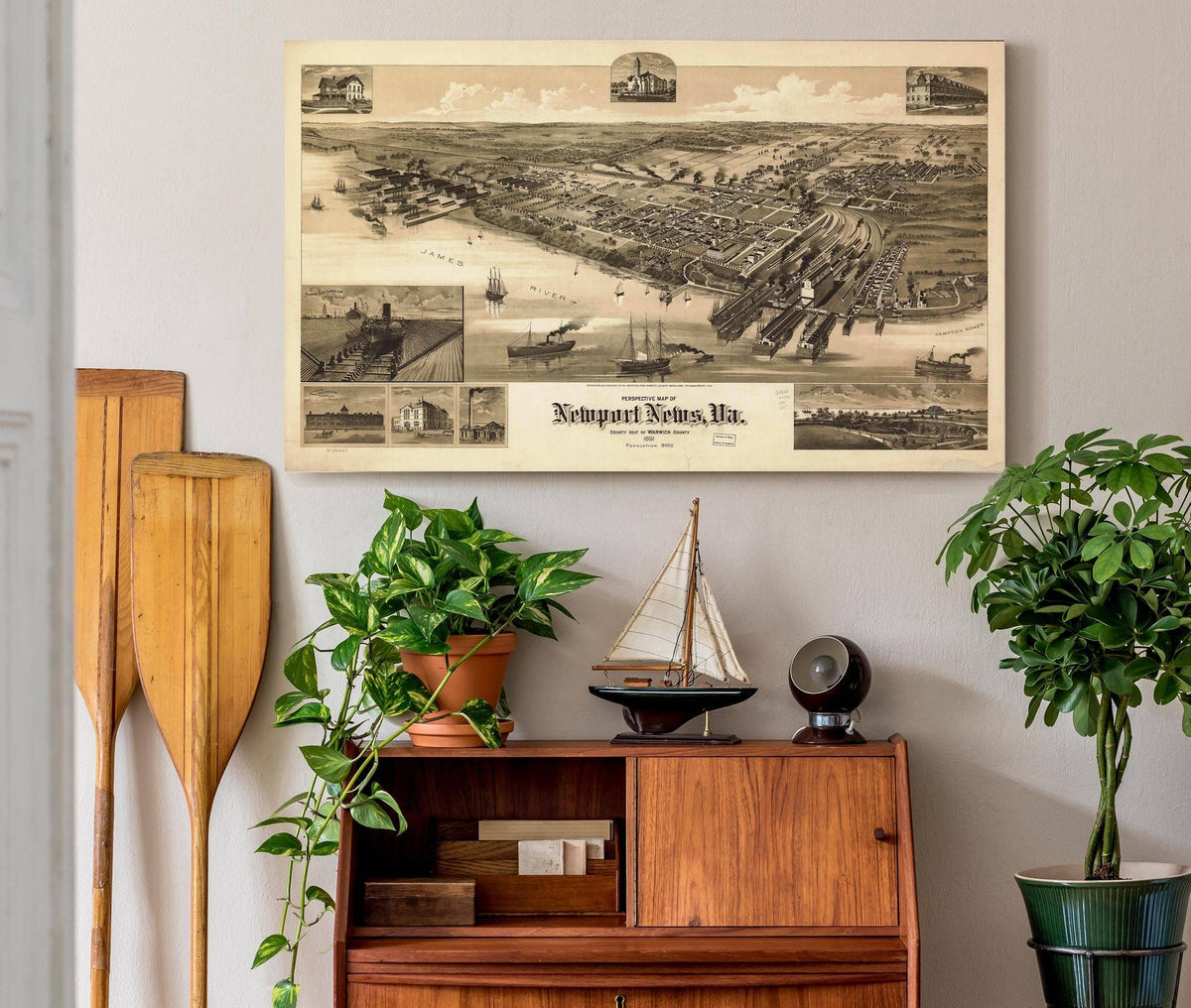 Perspective Map Of Newport News Va County Seat Of Warwick County 1891  State Of Virginia