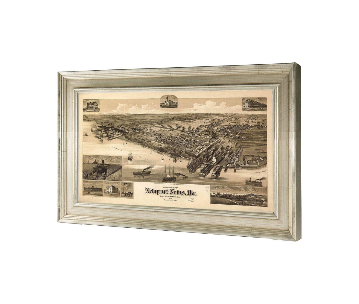 Perspective Map Of Newport News Va County Seat Of Warwick County 1891  State Of Virginia