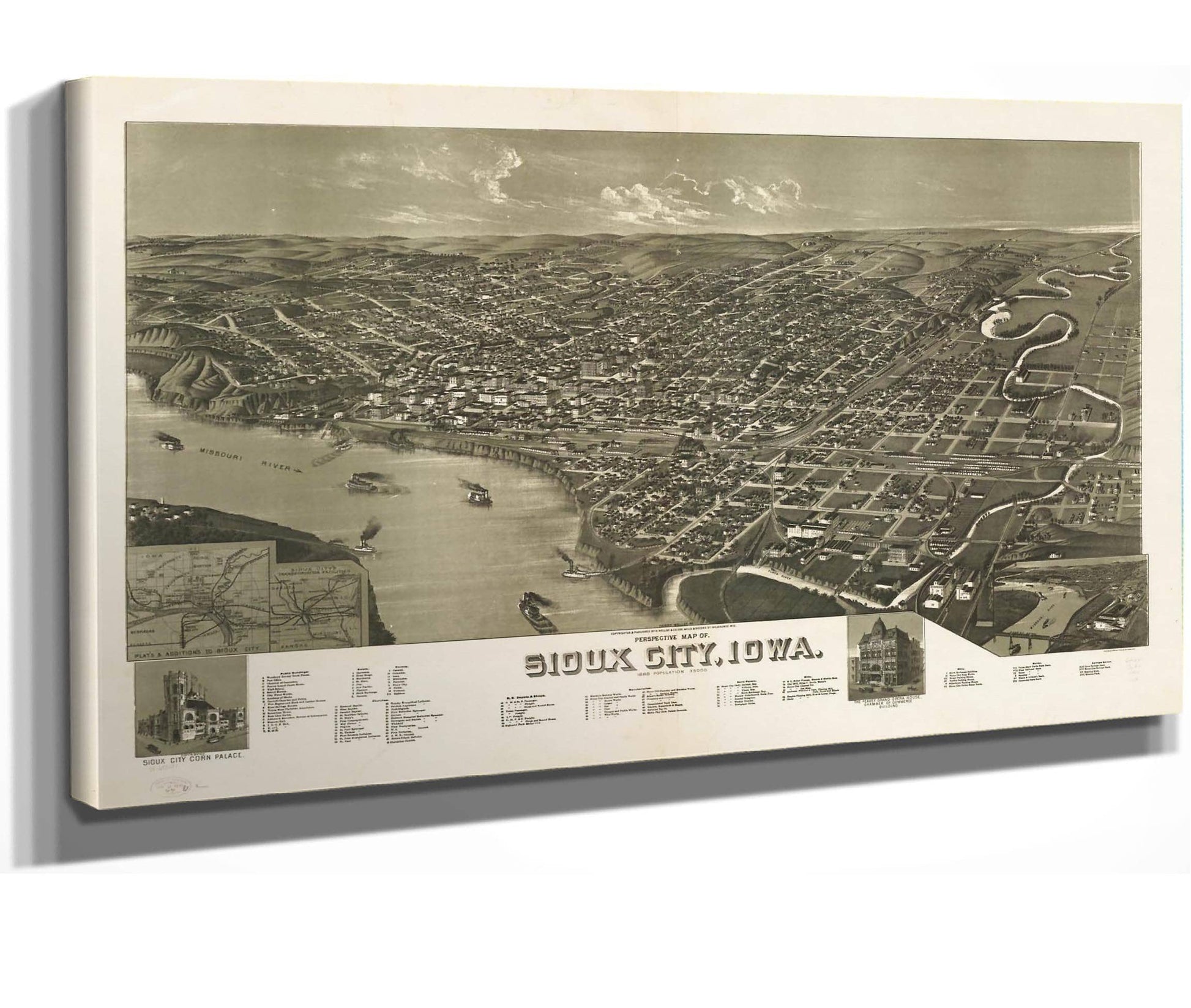 Perspective Map Of Sioux City Iowa 1888  State Of Iowa