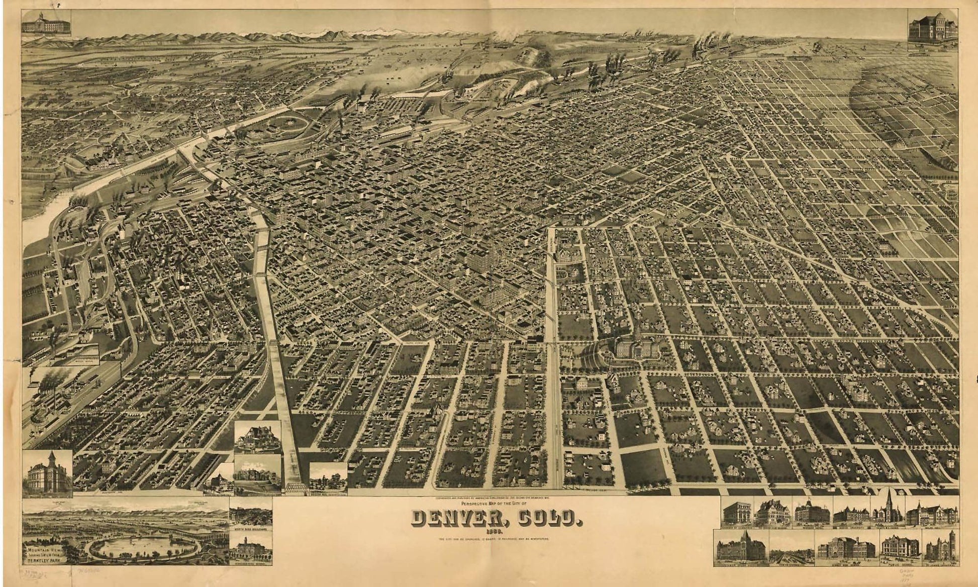 Perspective Map Of The City Of Denver Colo 1889  State Of JPEG