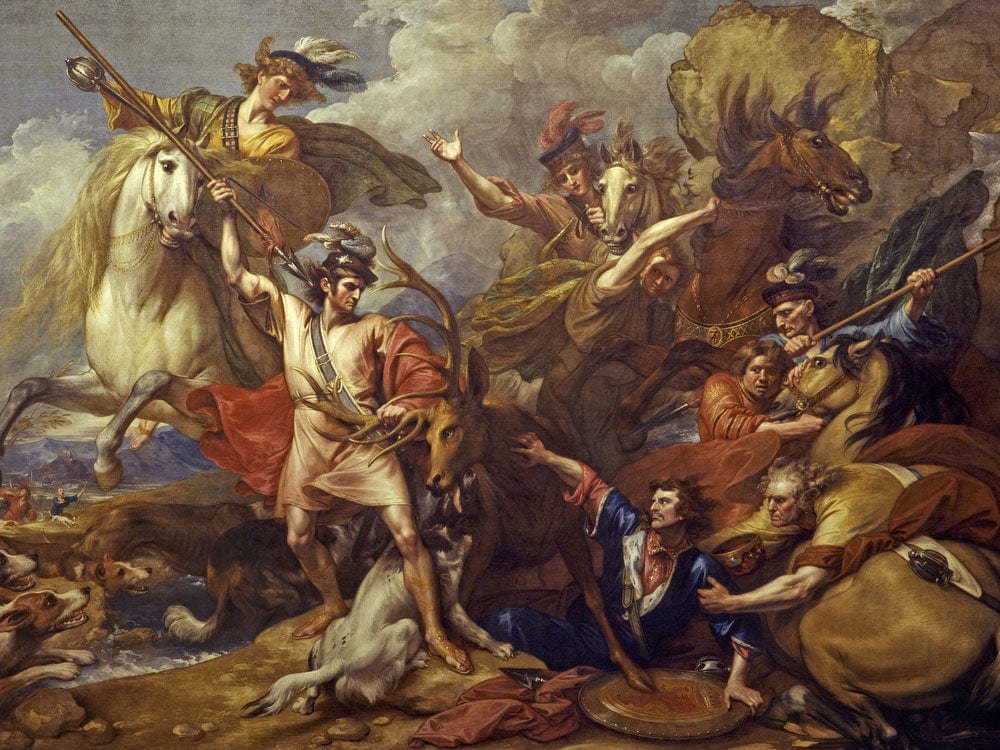 Alexander Iii Of Scotland Rescued From The Fury Of A Stag By The Intrepidity Of Colin Fitzgerald ('The Death Of The Stag') By Benjamin West Phoenix 4x3