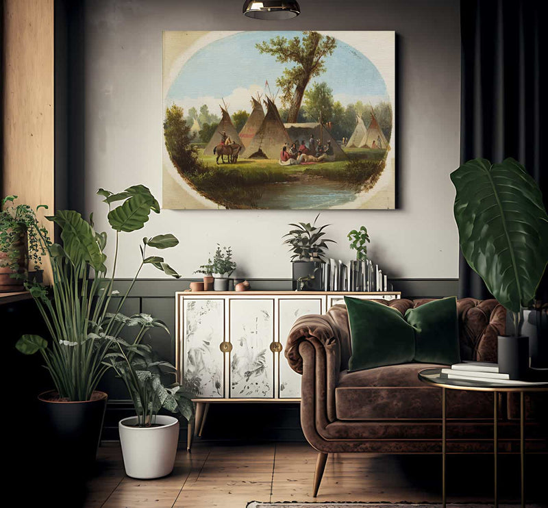 Assiniboin Encampment On The Upper Missouri By John Mix Stanley Phoenix 4x3