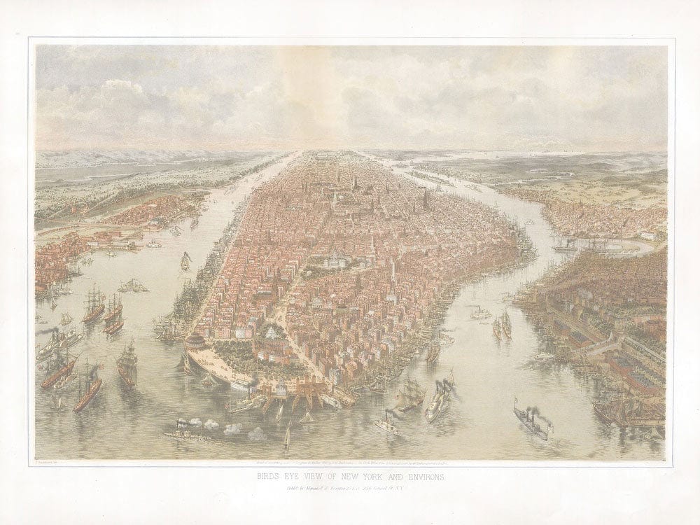 Bird's Eye View Of New York And Environs. By John Bachmann Phoenix 4x3