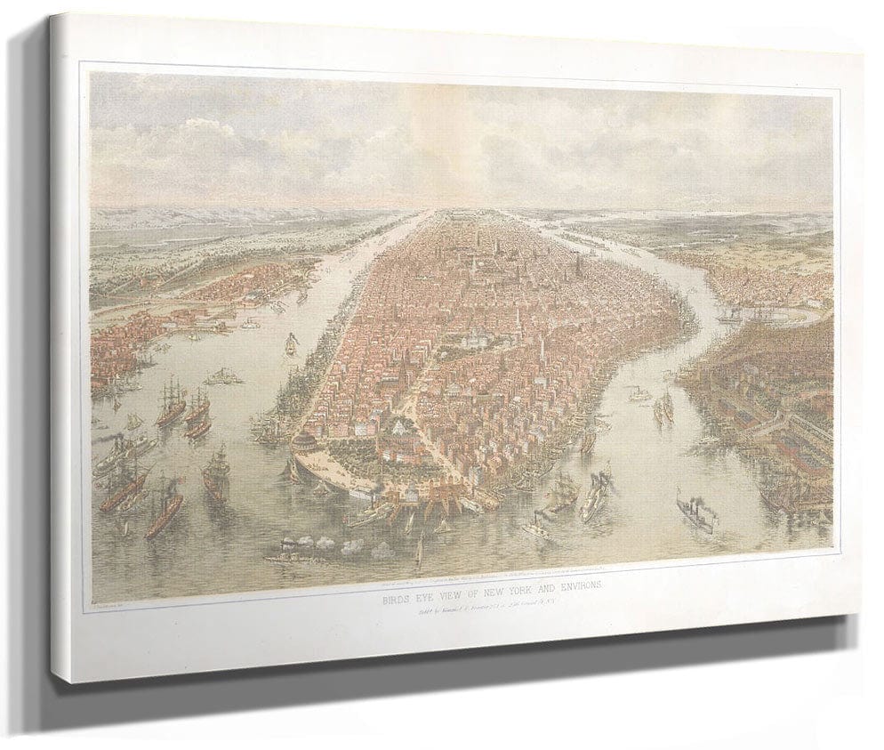 Bird's Eye View Of New York And Environs. By John Bachmann Phoenix 4x3