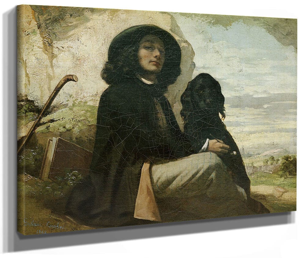 Courbet With His Black Dog By Jean Desire Gustave Courbet Phoenix 4x3