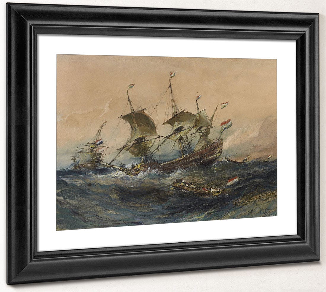Dutch Ships In A Storm By Eugene Isabey Phoenix 4x3