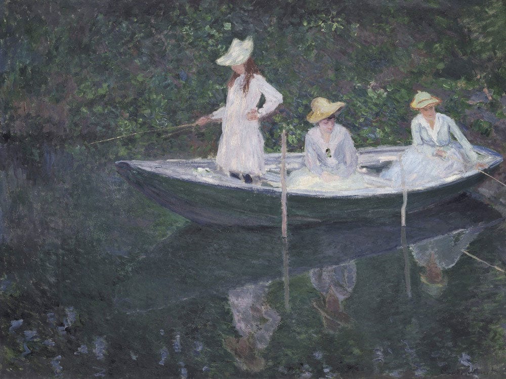 En Norvegienne, Ou La Barque A Giverny Les Filles De Mme Hoschede, Seconde Femme De L'artiste  Germaine, Suzanne Et Blanche By Claude Monet Phoenix 4x3