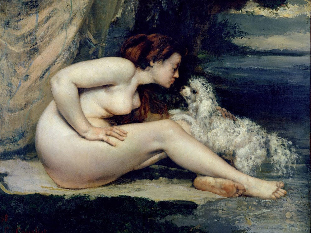 Female Nude With A Dog (Portrait Of Leotine Renaude) By Jean Desire Gustave Courbet Phoenix 4x3