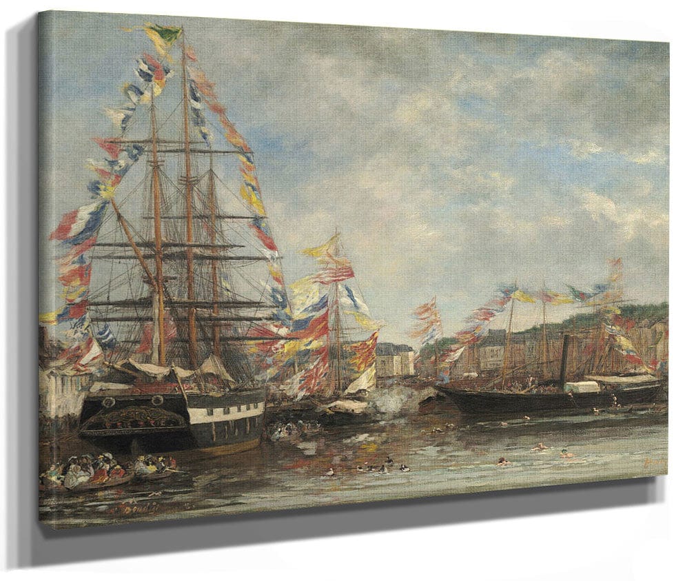 Festival In The Harbor Of Honfleur By Eugene Boudin Phoenix 4x3