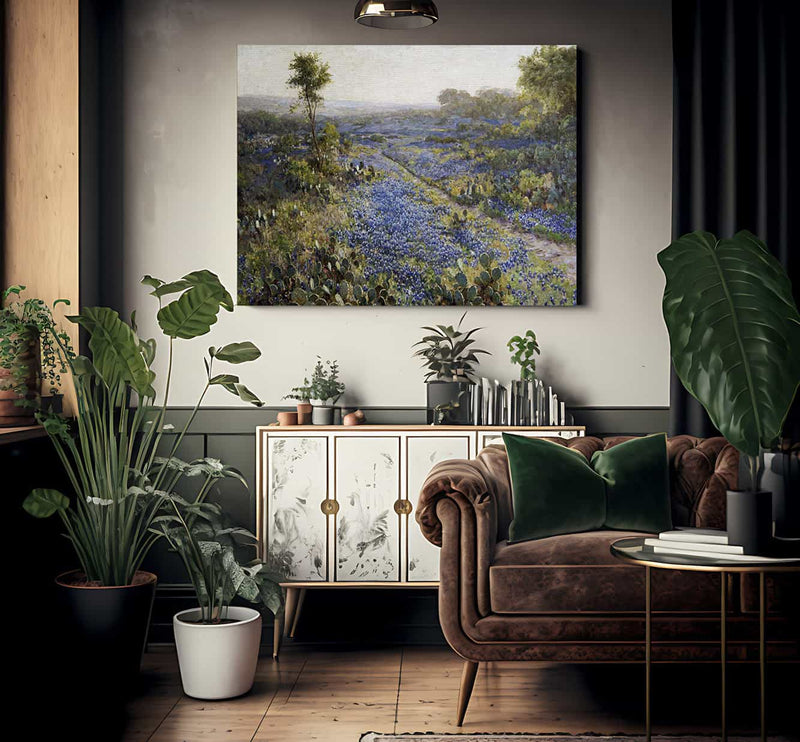 Field Of Texas Bluebonnets And Prickly Pear Cacti By Julian Onderdonk Phoenix 4x3