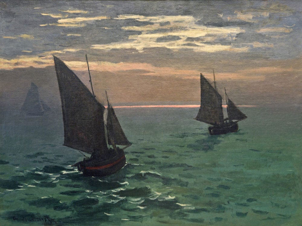 Fishing Boats At Sea By Claude Monet Phoenix 4x3