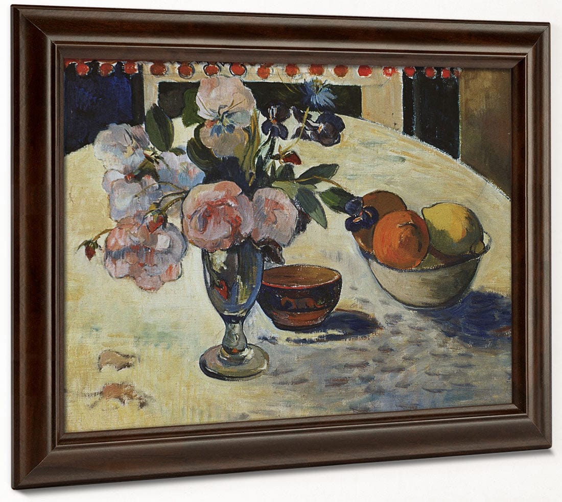 Flowers And A Bowl Of Fruit On A Table By Paul Gauguin Phoenix 4x3