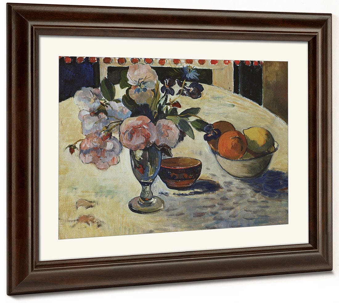 Flowers And A Bowl Of Fruit On A Table By Paul Gauguin Phoenix 4x3