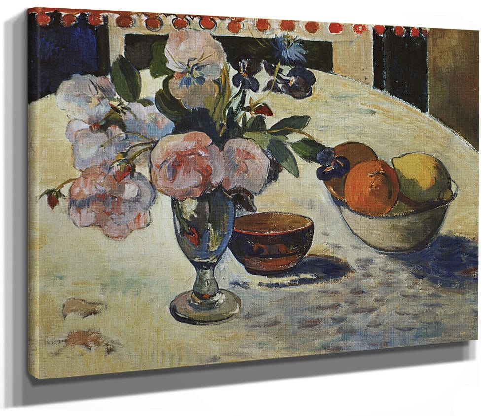 Flowers And A Bowl Of Fruit On A Table By Paul Gauguin Phoenix 4x3