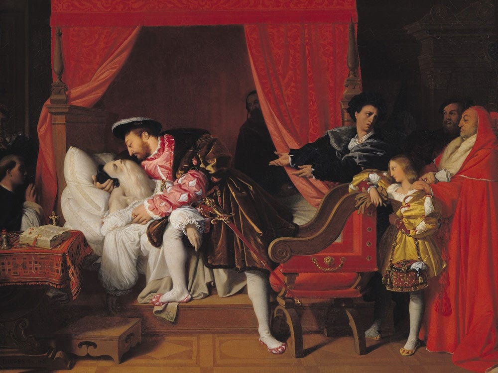 Francis I (1494 1547) Receives The Last Breaths Of Leonardo Da Vinci (1452 1519) By Jean Auguste Dominique Ingres Phoenix 4x3