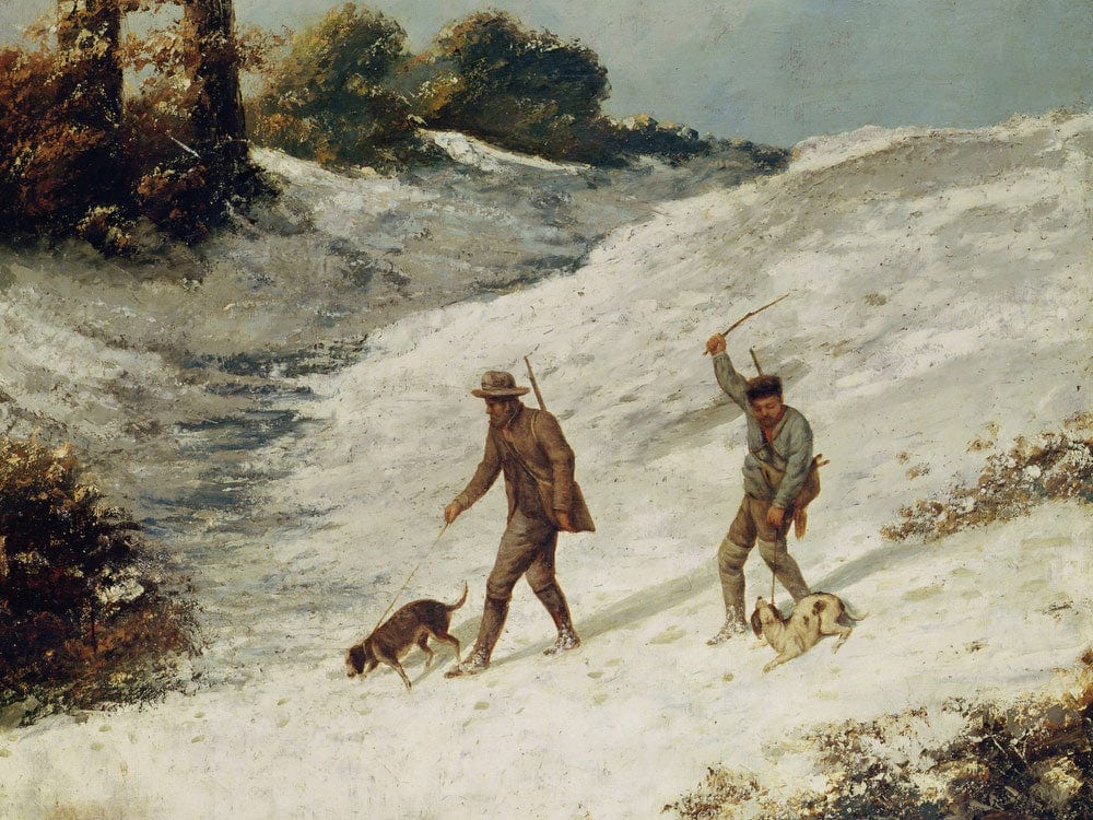Hunters In The Snow Or The Poachers By Jean Desire Gustave Courbet Phoenix 4x3