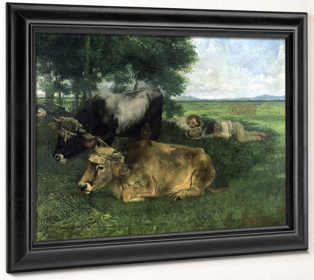 La Siesta Pendant La Saison Des Foins (And Detail Of Animals Sleeping Under A Tree) By Jean Desire Gustave Courbet Phoenix 4x3
