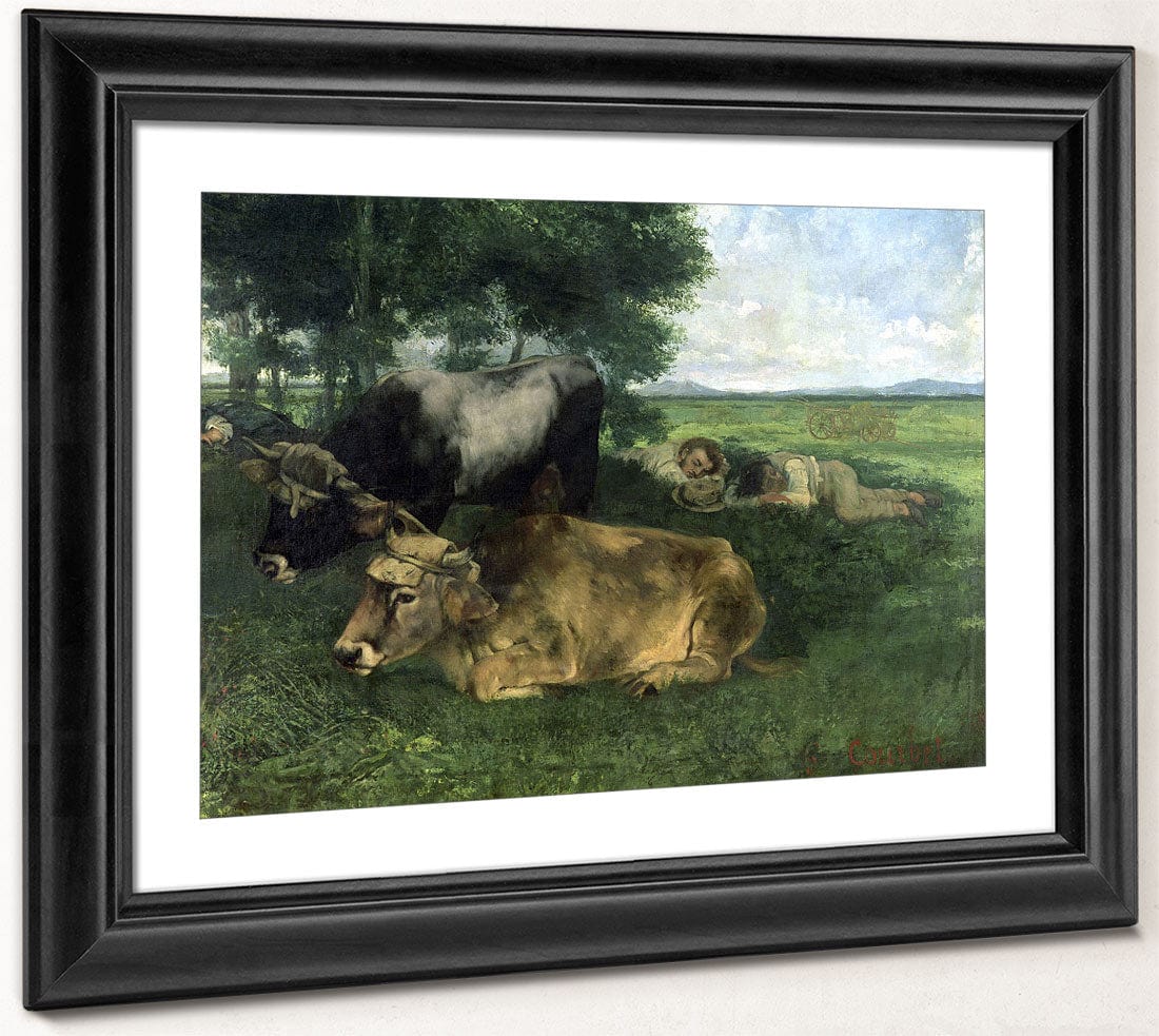 La Siesta Pendant La Saison Des Foins (And Detail Of Animals Sleeping Under A Tree) By Jean Desire Gustave Courbet Phoenix 4x3