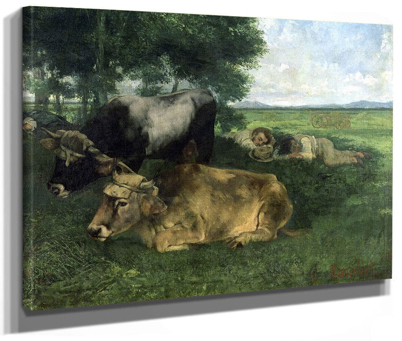 La Siesta Pendant La Saison Des Foins (And Detail Of Animals Sleeping Under A Tree) By Jean Desire Gustave Courbet Phoenix 4x3