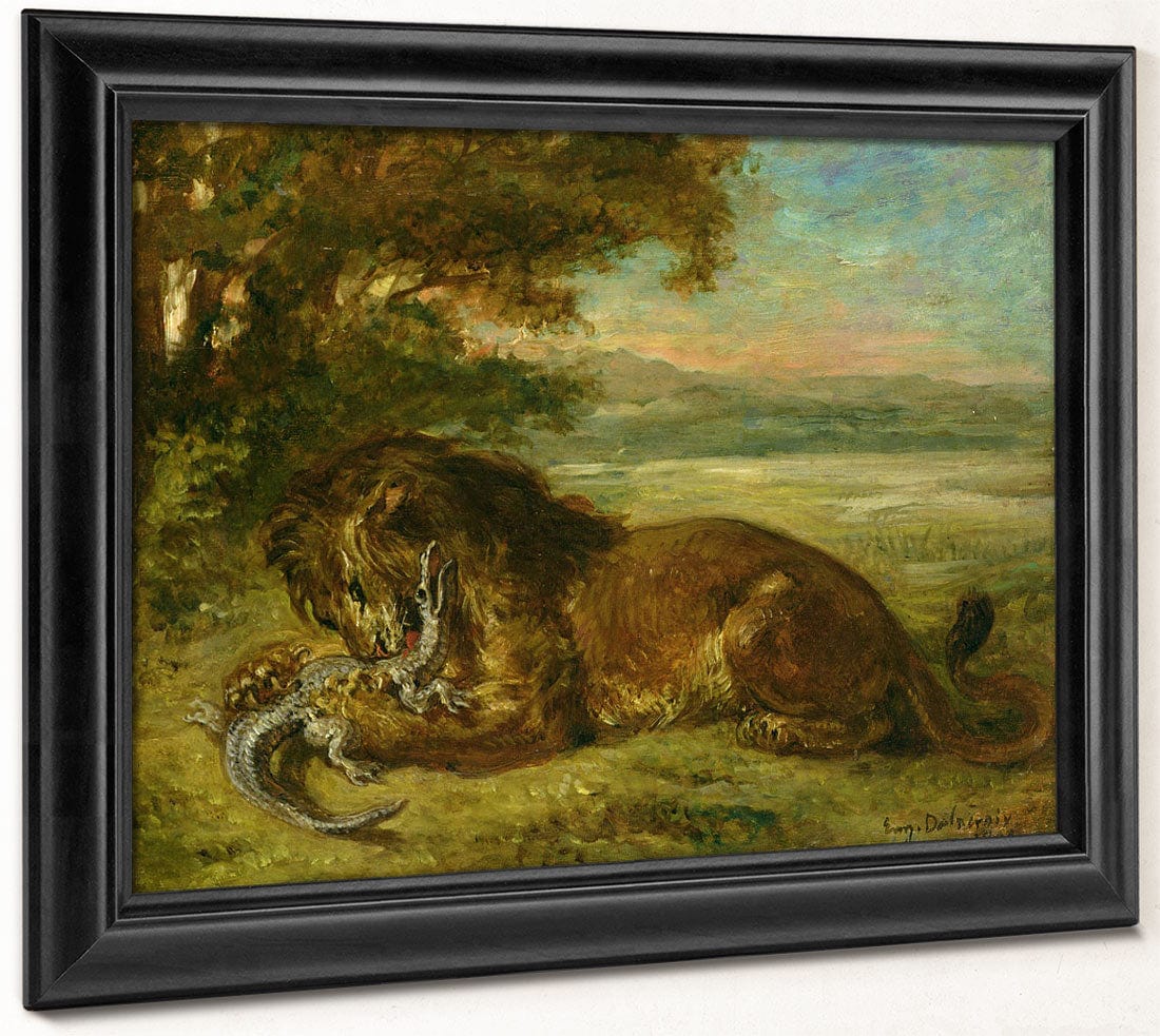 Lion And Alligator By Ferdinand Victor Eugene Delacroix Phoenix 4x3