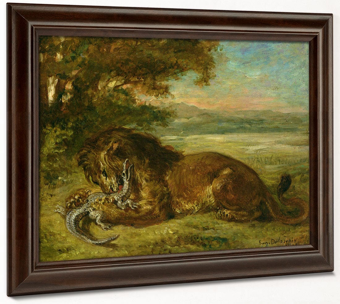 Lion And Alligator By Ferdinand Victor Eugene Delacroix Phoenix 4x3