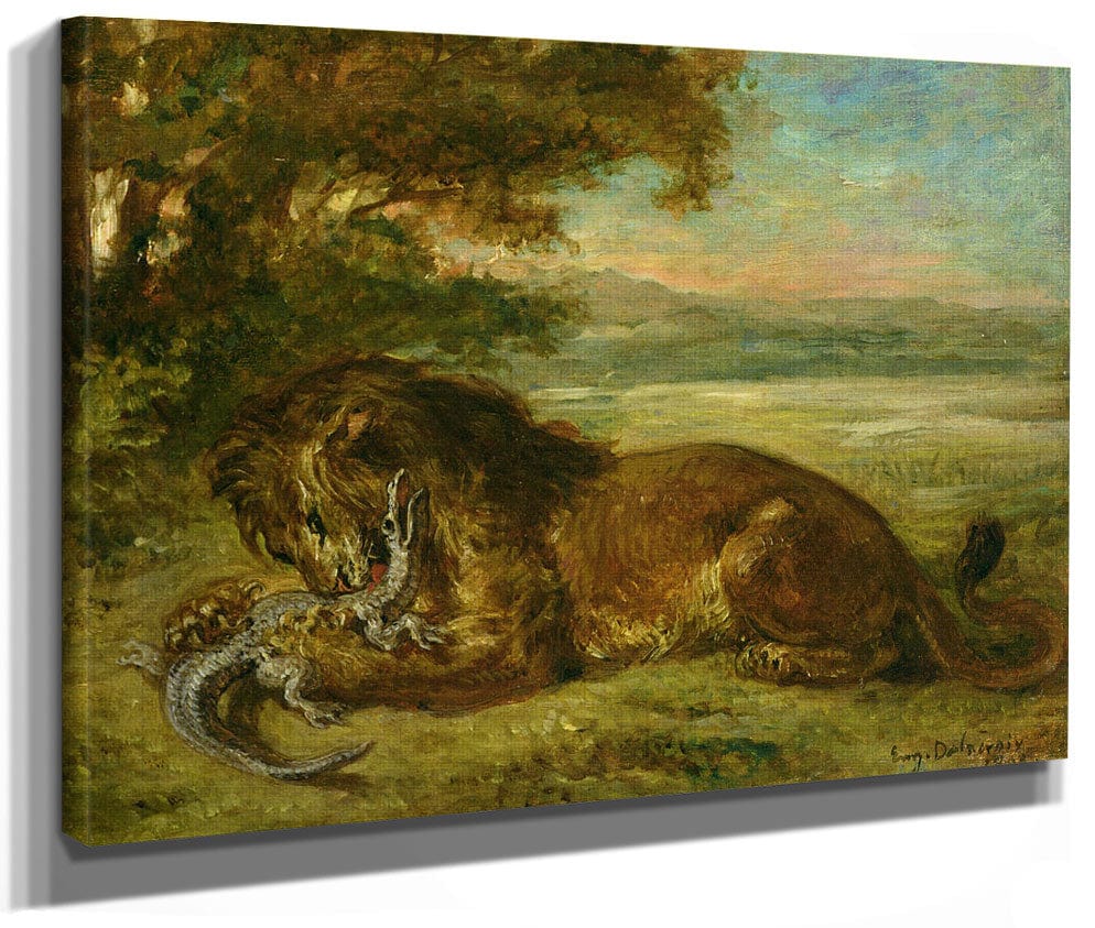 Lion And Alligator By Ferdinand Victor Eugene Delacroix Phoenix 4x3