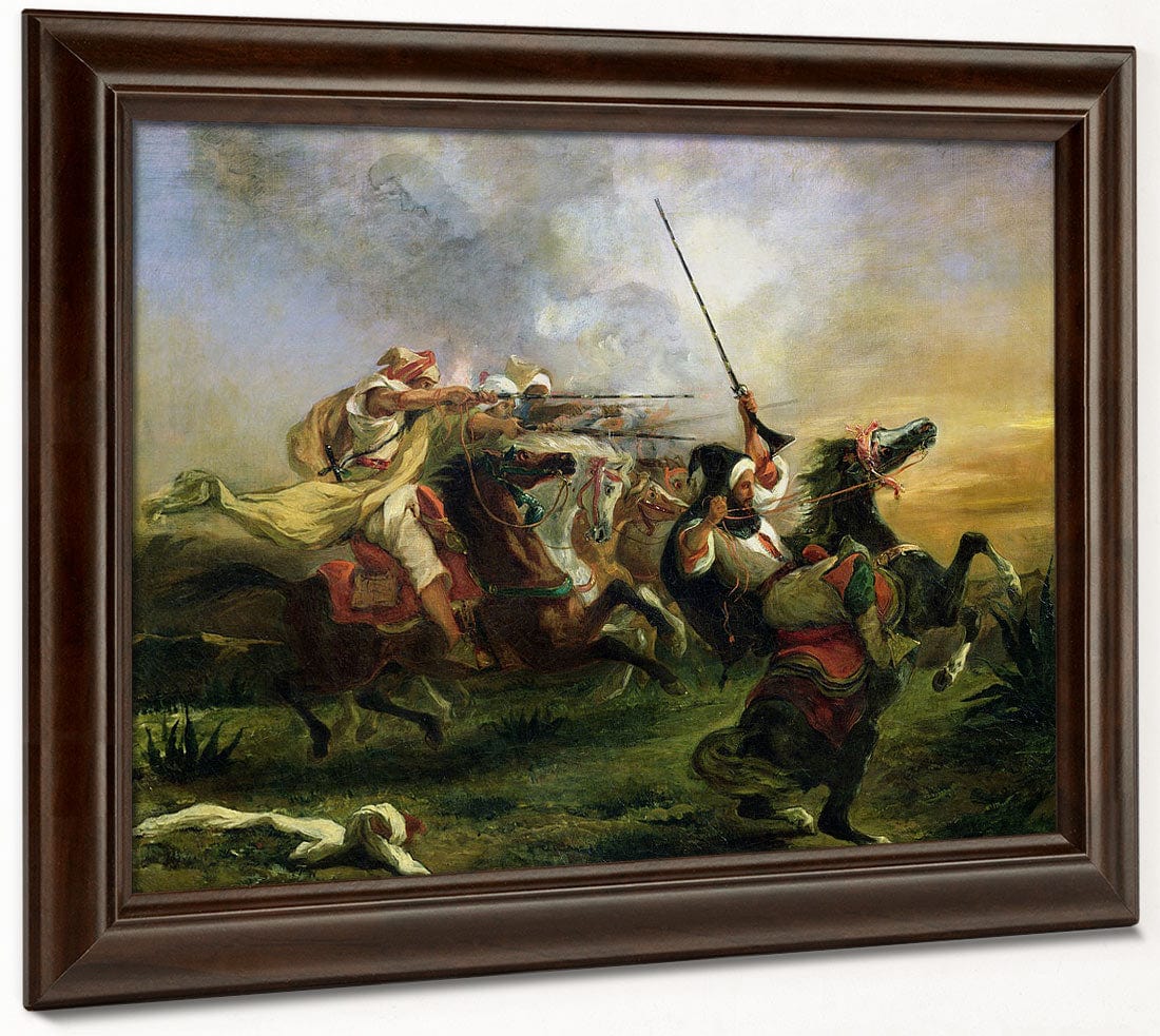Moroccan Horsemen In Military Action By Ferdinand Victor Eugene Delacroix Phoenix 4x3