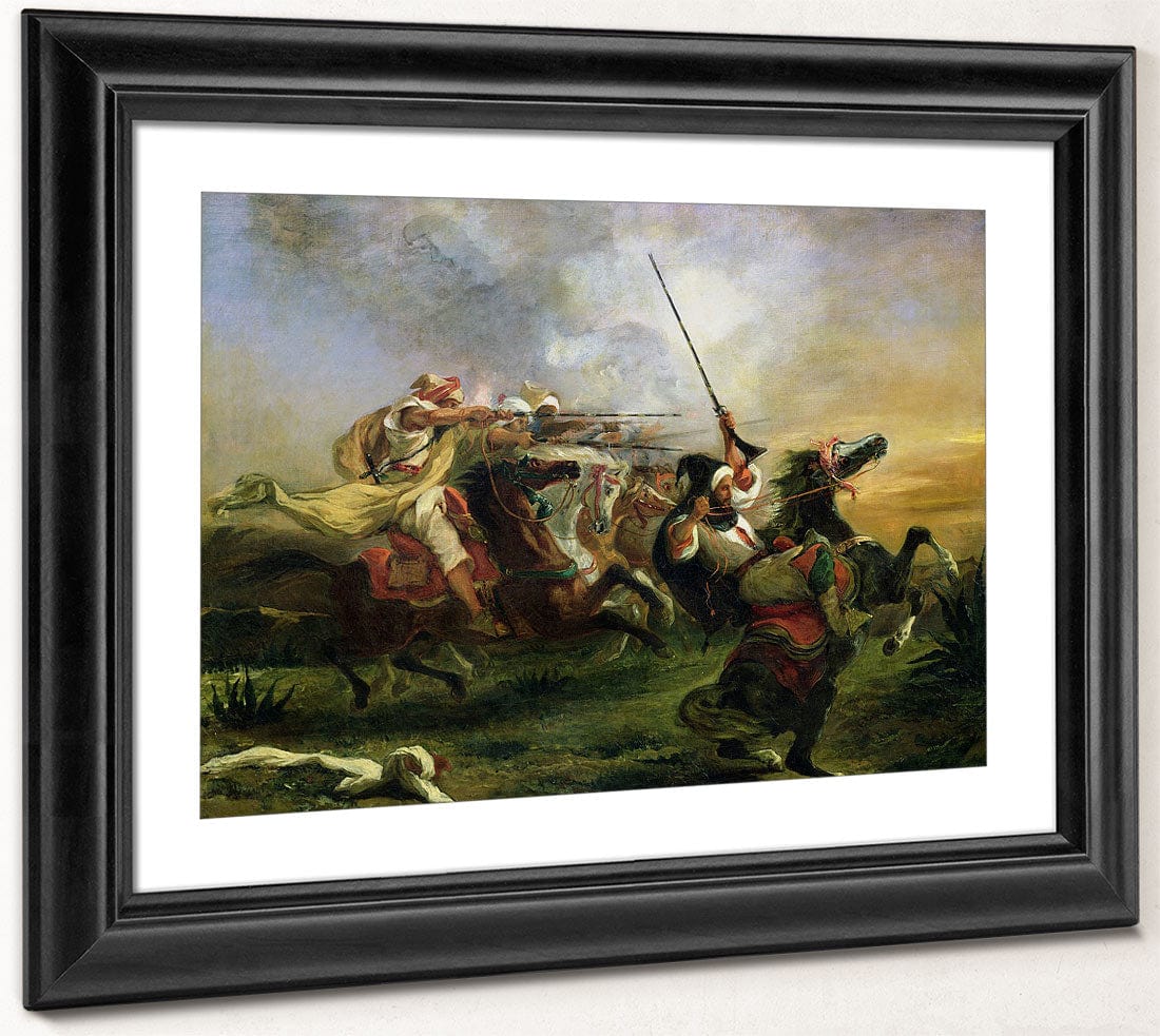 Moroccan Horsemen In Military Action By Ferdinand Victor Eugene Delacroix Phoenix 4x3