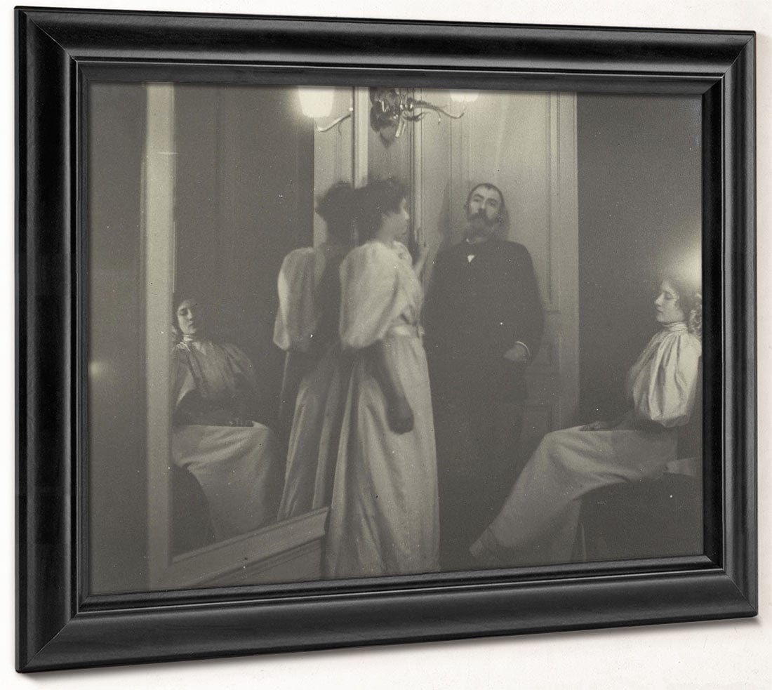 Portrait Of Henry Lerolle With Two Of His Daughters, Yvonne And Christine And A Mirror By Edgar Degas Phoenix 4x3