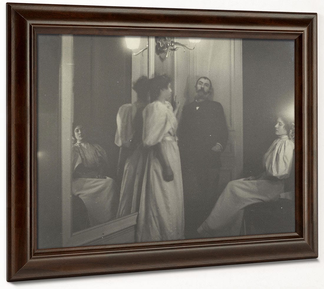 Portrait Of Henry Lerolle With Two Of His Daughters, Yvonne And Christine And A Mirror By Edgar Degas Phoenix 4x3