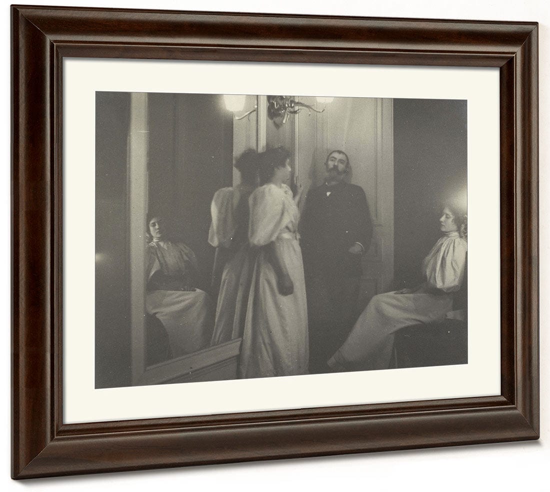 Portrait Of Henry Lerolle With Two Of His Daughters, Yvonne And Christine And A Mirror By Edgar Degas Phoenix 4x3