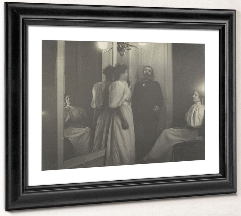 Portrait Of Henry Lerolle With Two Of His Daughters, Yvonne And Christine And A Mirror By Edgar Degas Phoenix 4x3