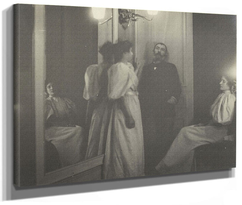 Portrait Of Henry Lerolle With Two Of His Daughters, Yvonne And Christine And A Mirror By Edgar Degas Phoenix 4x3