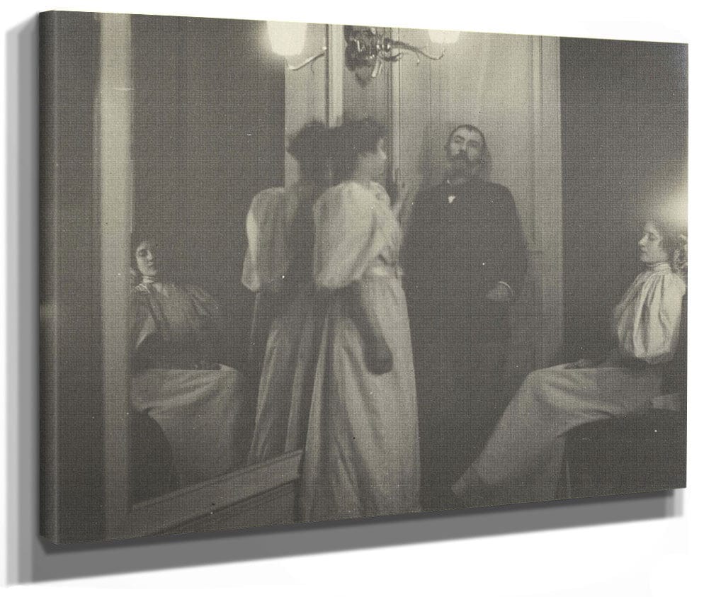 Portrait Of Henry Lerolle With Two Of His Daughters, Yvonne And Christine And A Mirror By Edgar Degas Phoenix 4x3
