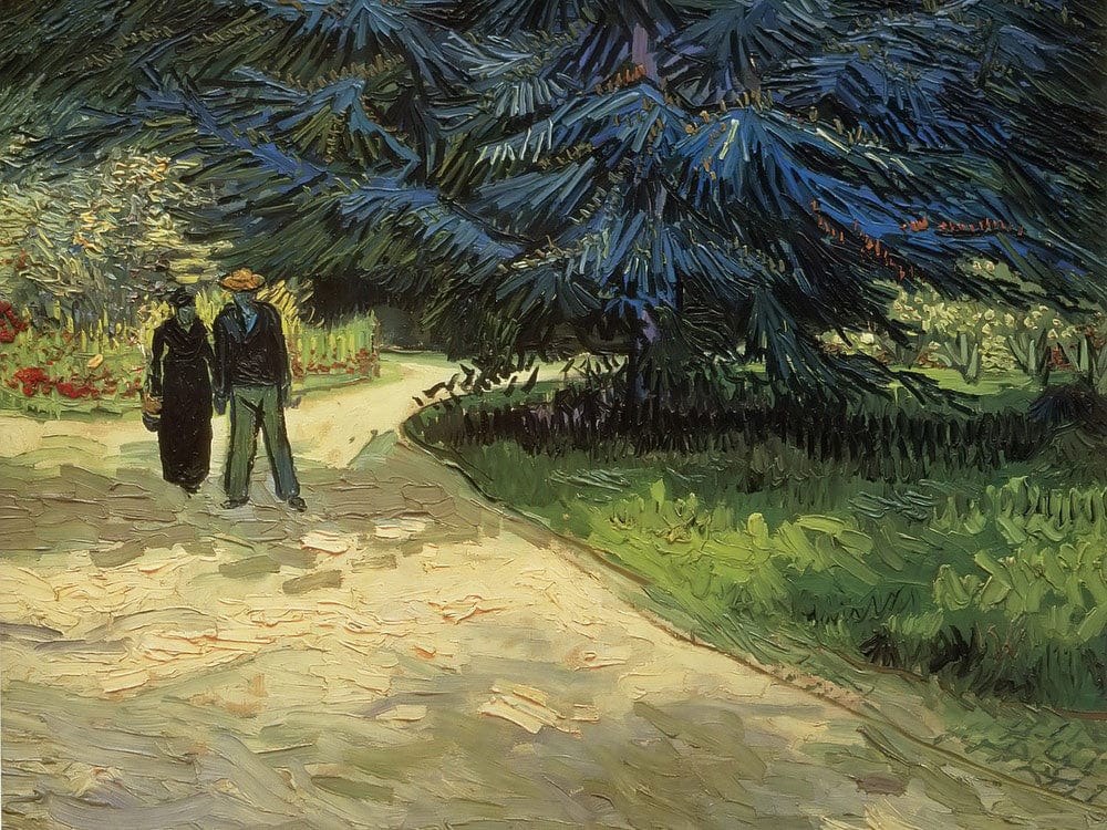 Public Garden With Couple And Blue Fir Tree The Poet's Garden Iii By Vincent Van Gogh Phoenix 4x3