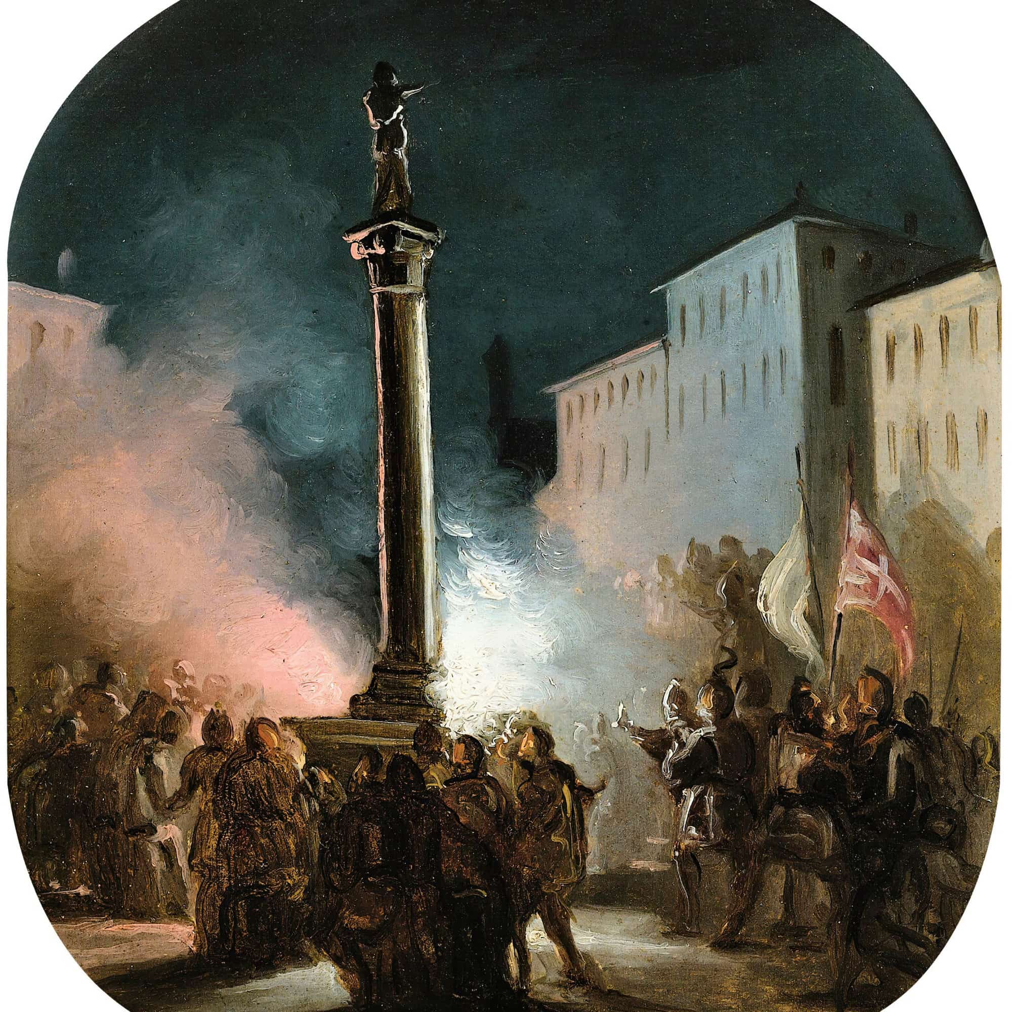 Piazza Colonna Rome by Ippolito Caffi