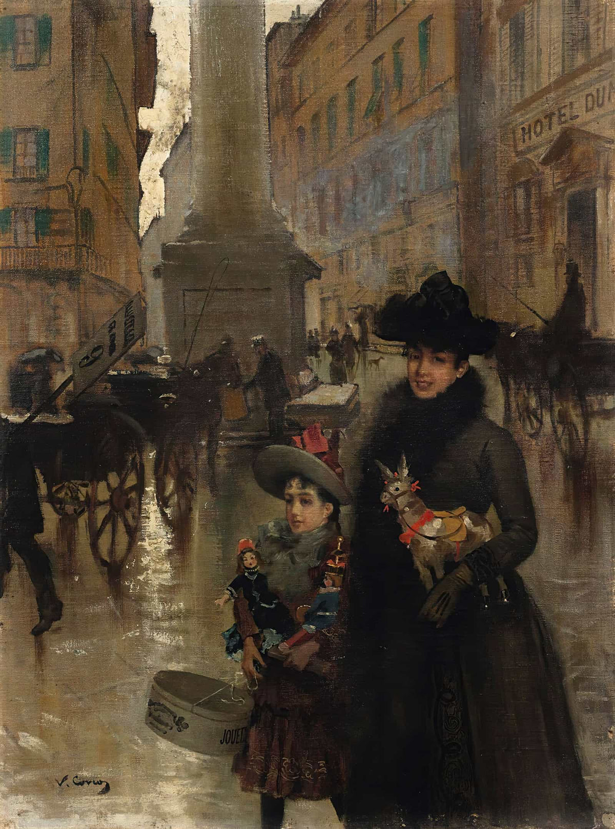 Piazza Santa Trinita Florence by Vittorio Matteo Corcos