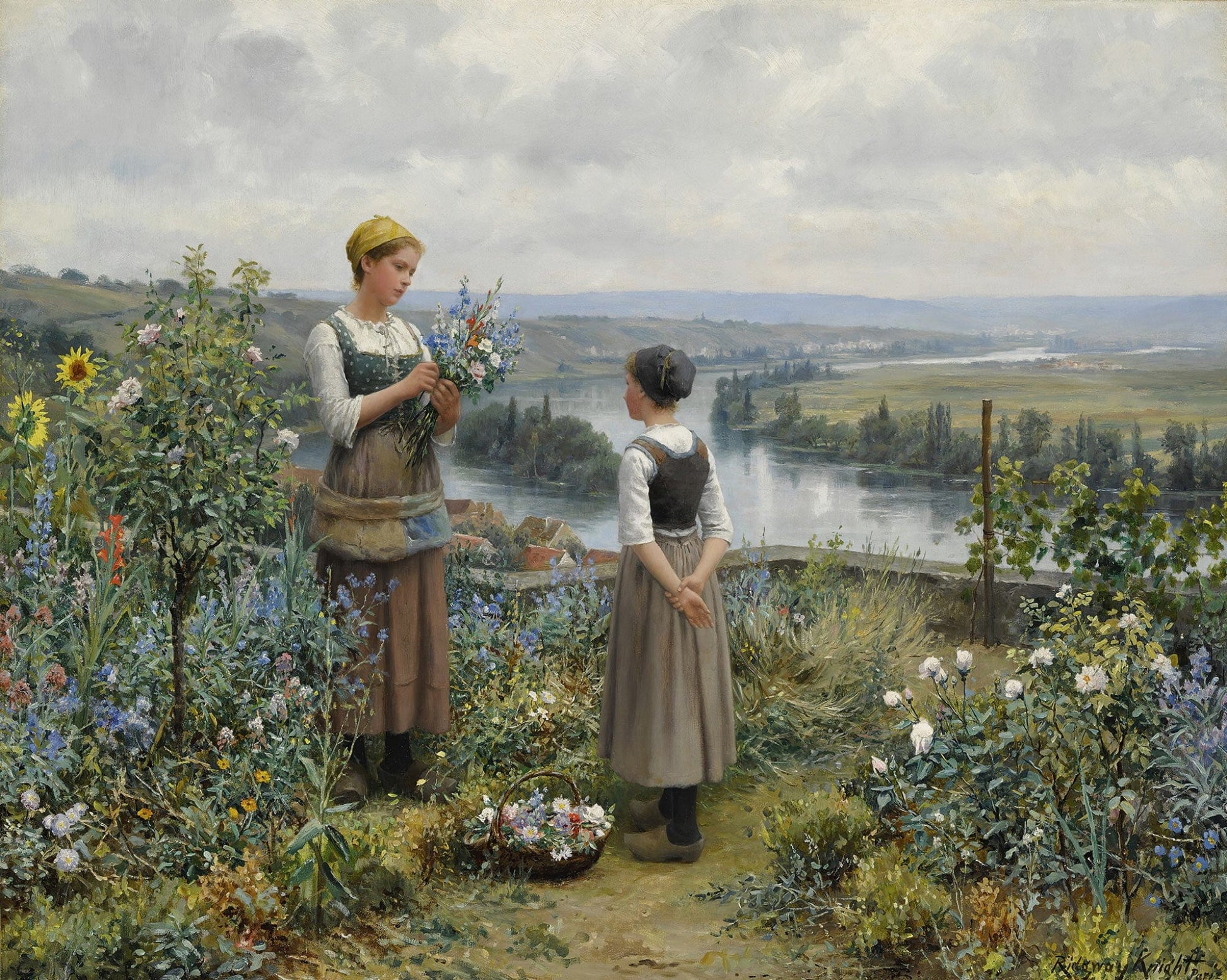 Picking Flowers by Daniel Ridgway Knight