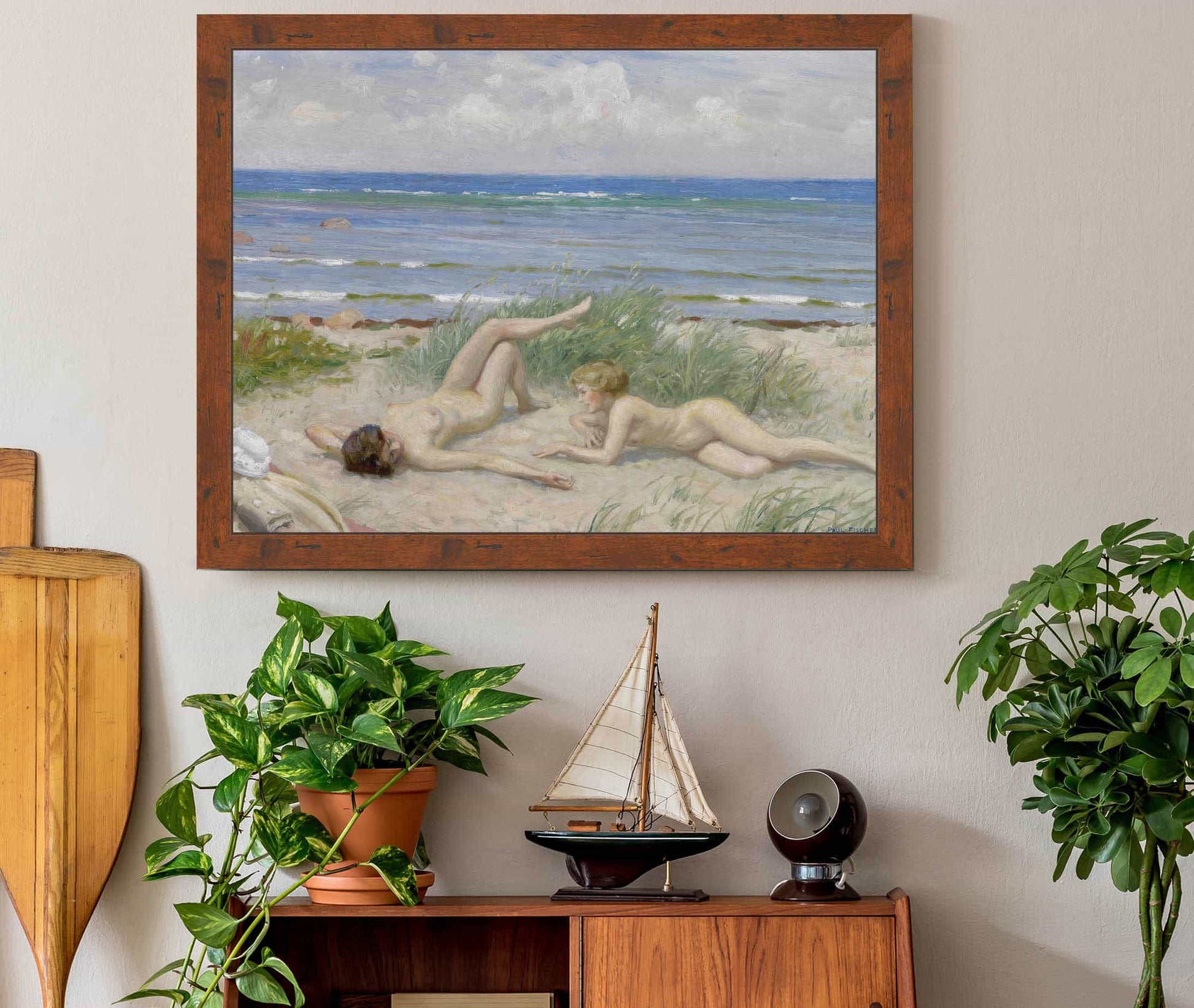 Piger Pa Stranden Bastad by Paul Fischer