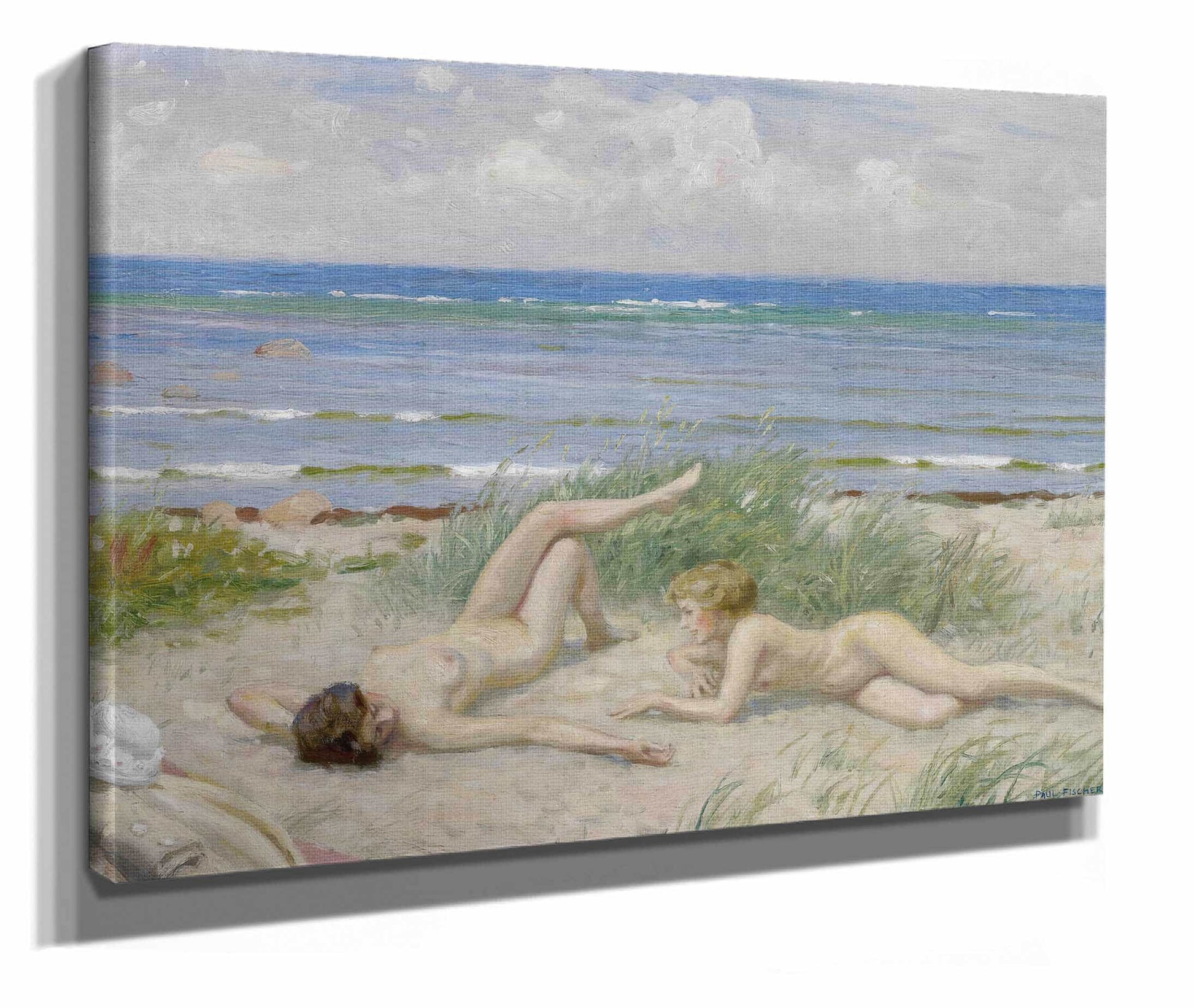 Piger Pa Stranden Bastad by Paul Fischer