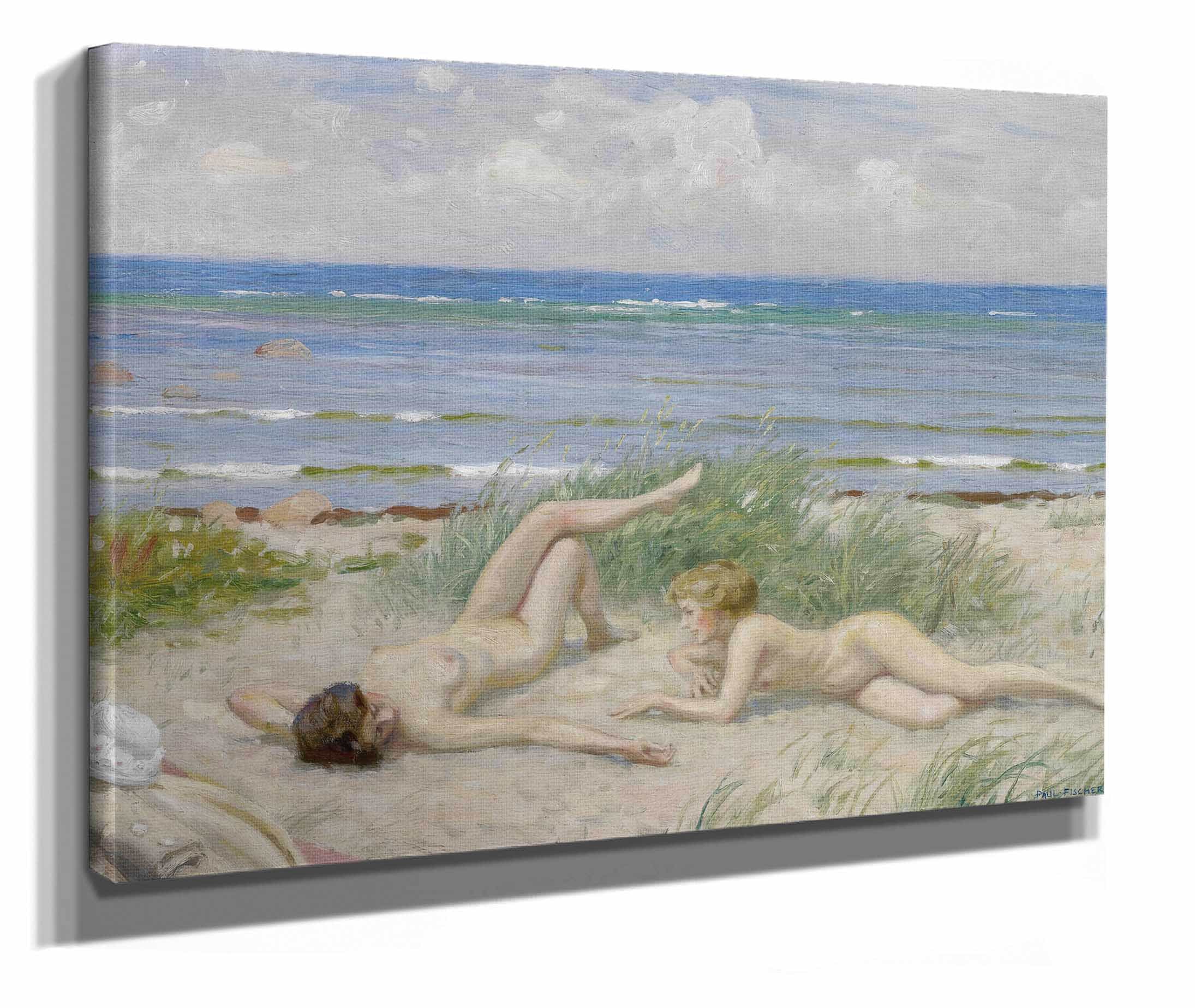 Piger Pa Stranden Bastad by Paul Fischer