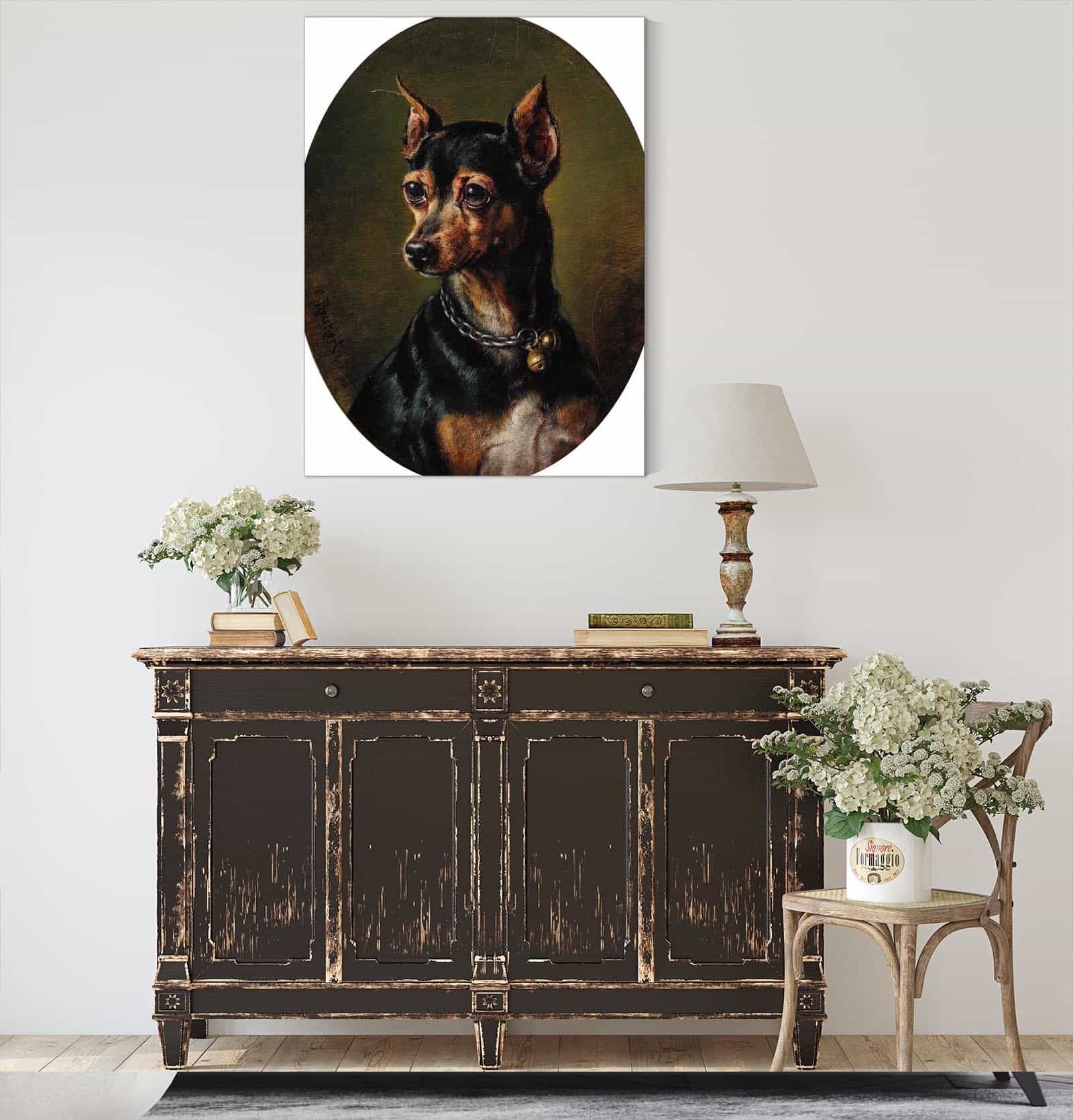 Pinscher In Collar With Bells by Carl Reichert