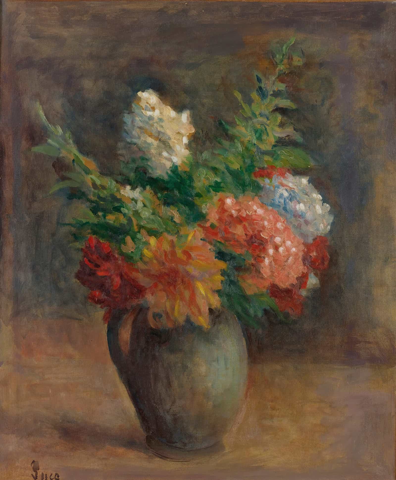 Pivoines Geraniums Et Lilas Blancs by Maximilien Luce