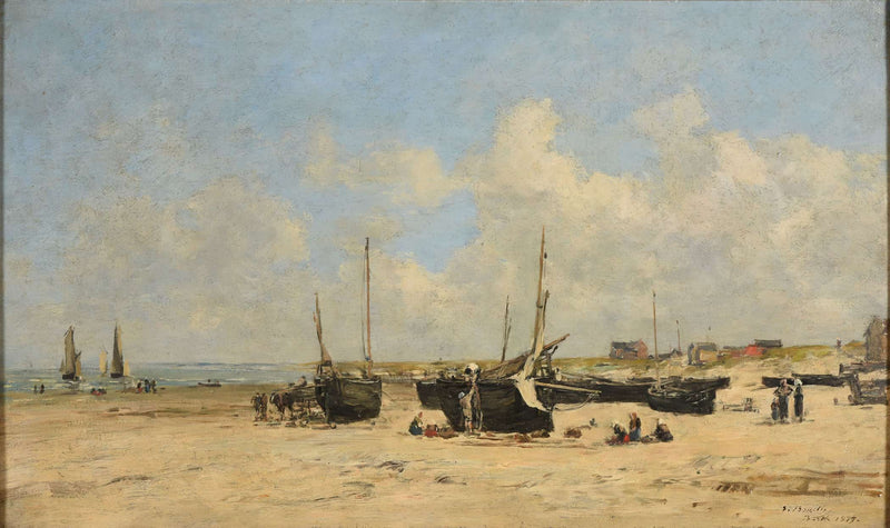 Plage De Berck A Maree Basse by Eugene Boudin